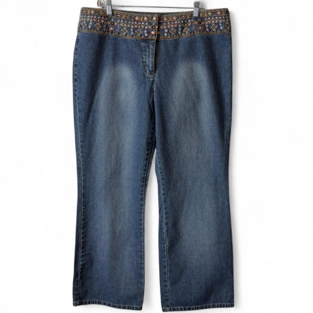 Rare‎ Vintage Y2K 30th Anniversary Faded Glory Embroidered Jeans, Women's Sz 20W